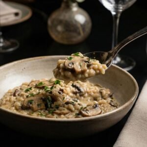 Risotto de Setas y Aceite de Trufa
